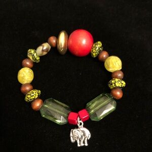 Colorful Beaded Bracelet with Elephant Charm